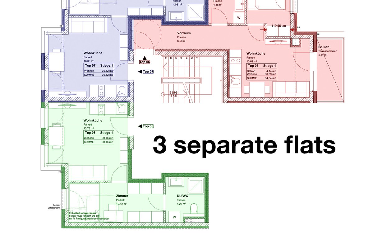 3 flats next to each other close to subway (U2)