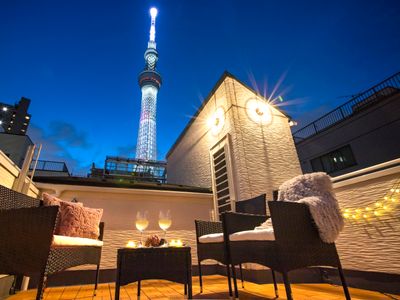 屋上からスカイツリー絶景/新築戸建/押上1分/Max12人/3LDK