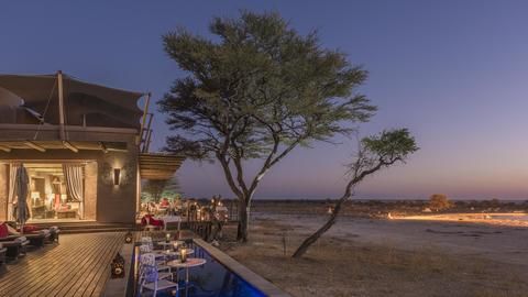 Onguma The Fort - Evening view overlooking the pool and restaurant