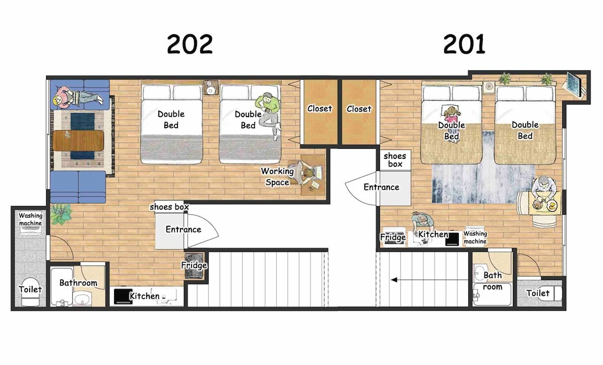 渋谷直通5分|85平米|ダブルベット4台|8人宿泊|2バスルーム|最寄駅徒歩4分|スーパー徒歩1分 gallery image 4