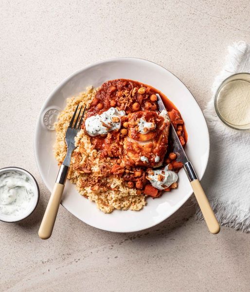 Photo of Chickpea Ragu & Crispy Hake