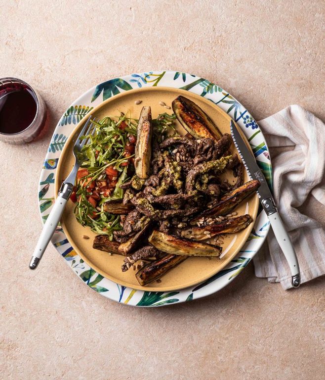 Photo of Chimichurri Beef Strips & Aubergine