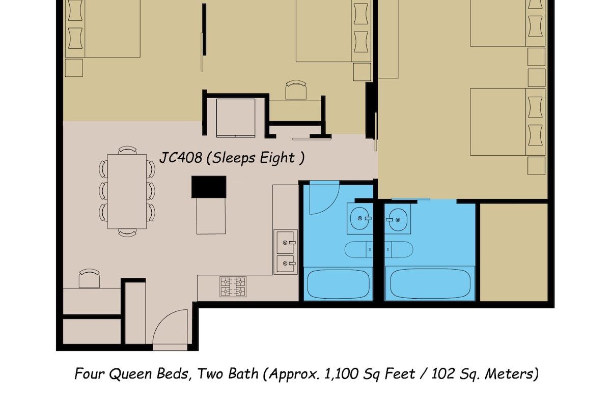 LVStripHouse JC408 – Modern 2BD/2BA Condo Sleeps 8 gallery image 4