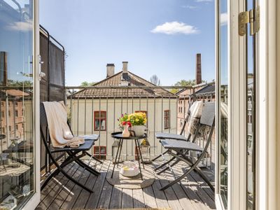 Fabrikkleilighet sentralt, balkong og takterrasse