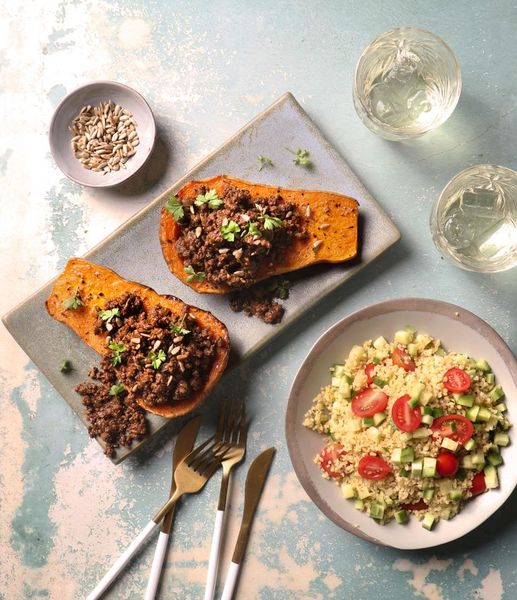 Photo of Moroccan Ostrich Ragu Butternut Boats