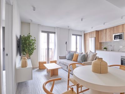 Modern apartment with balconies and natural light