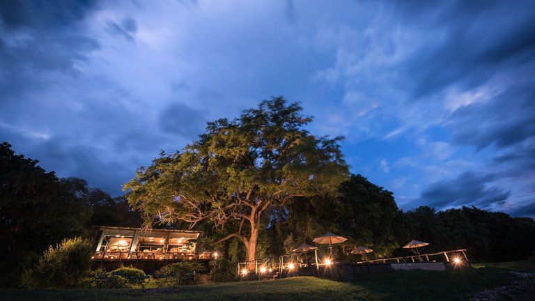 Main Camp Exterior View by Night