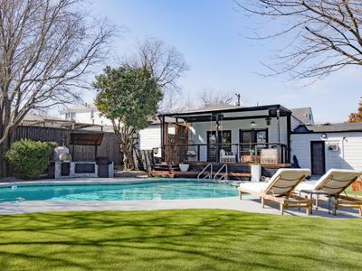 Upscale 3BR w/ Yard Games + Heated Pool + Hot Tub