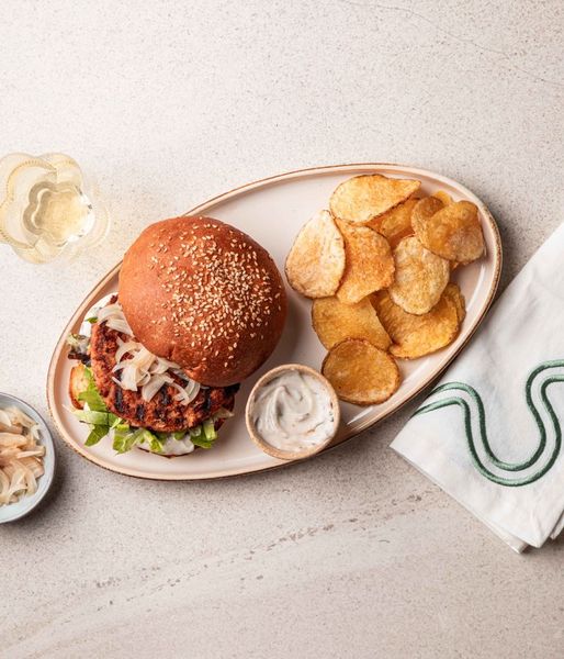 Photo of Green Fields Vegan Burger & Crisps