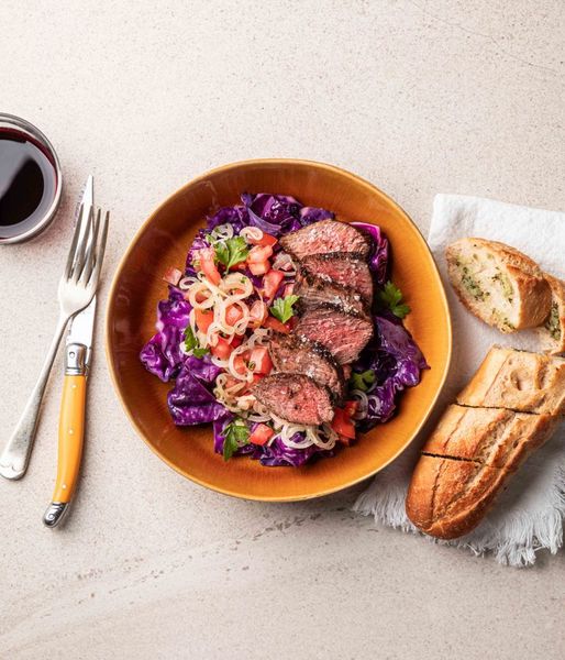 Photo of Smoky Ostrich Steak & Garlic Bread