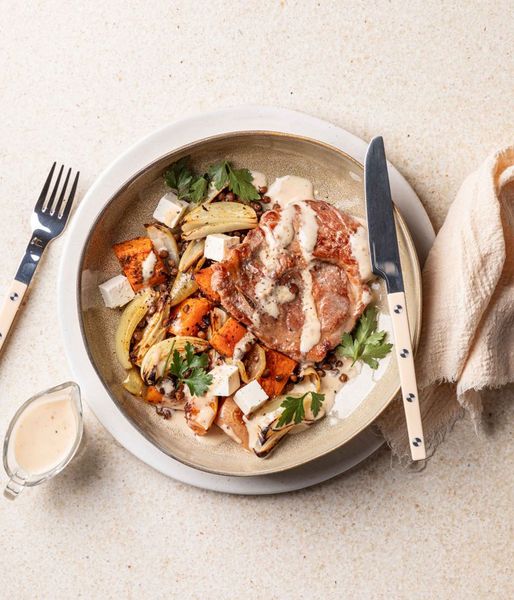 Photo of Crispy Pork Neck & Lentil Bowl