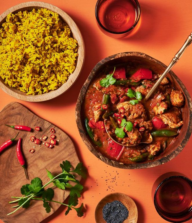 Photo of Jalfrezi Chicken Curry & Poppy Seed Rice
