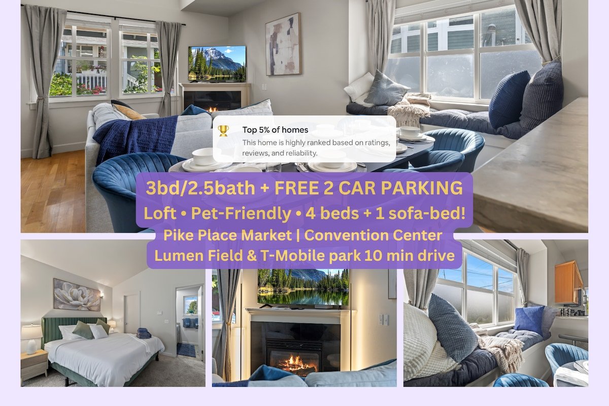 Airy 3B LOFT~Sleeps 10~Free Parking/EV charge gallery image 2