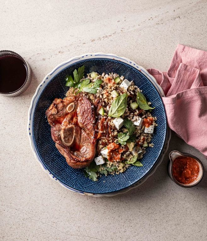 Photo of Red Pepper Pesto Quinoa & Lamb Chop