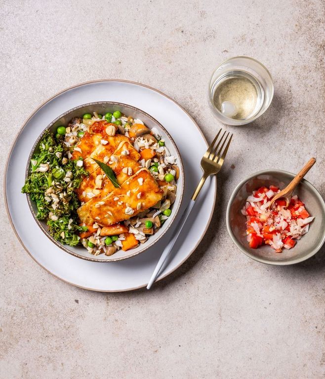 Photo of Glazed Halloumi & Veggie Pilaf