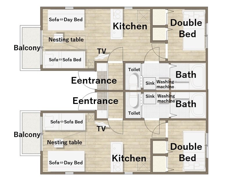 新築/最寄駅徒歩2分/渋谷から2駅4分の三軒茶屋駅から徒歩8分/寝室2/バスルーム2/10人/60㎡ gallery image 4