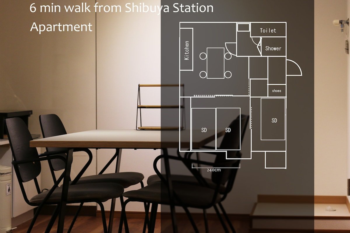 渋谷徒歩5分。駅近だけど夜は静かな１階の部屋。3 BED (w120cm)＋1SOFABED gallery image 2