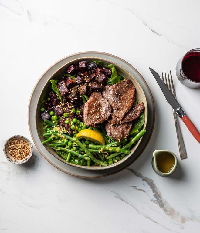 Photo of Lemon-garlic Beef & Dukkah Bean Salad