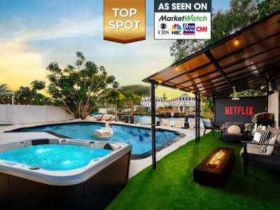 Waterfront w/ Beach Htd Pool Cinema Game-Room Spa
