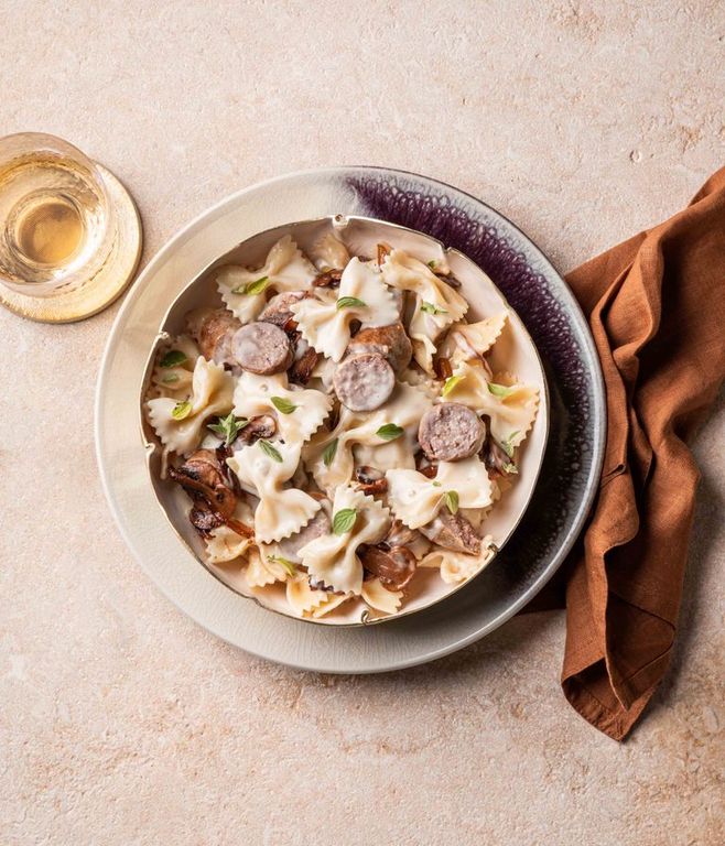 Photo of Bowtie Pasta & Pork Bangers