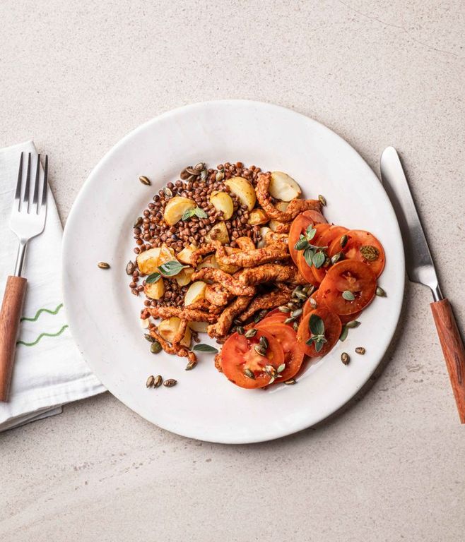 Photo of Beef Strips & Herb-Infused Tomatoes