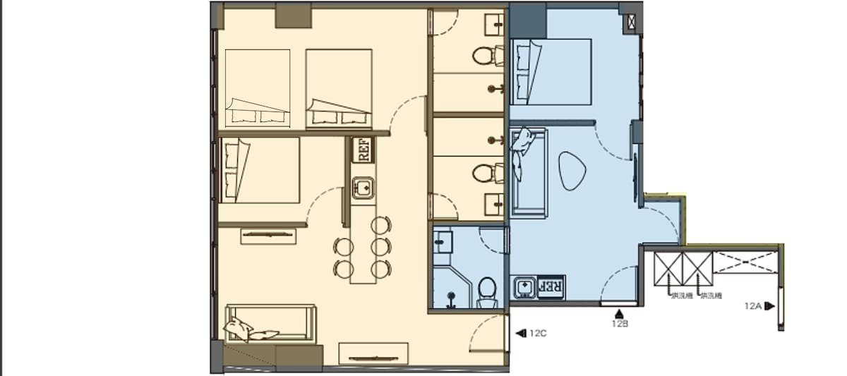 旅家雅舍12BC＠3B3B/電梯/高樓層 5~10人 古亭MRT5分鐘 師大永康商圈 gallery image 4