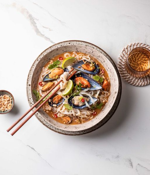 Photo of Tom Yum Mussel Soup & Rice Noodles