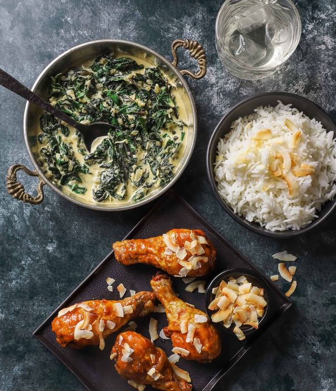 Photo of Curried Fried Chicken & Coconut Greens
