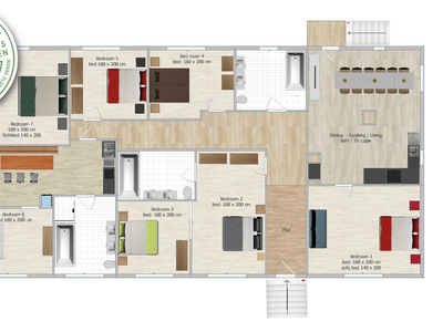 1 [RA] BIG house, max 36p, 14 bedr 8 bath, @subway