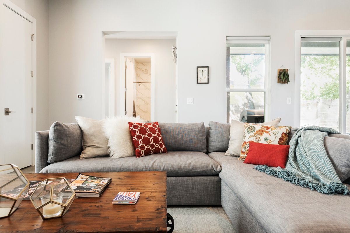 Unwind on the Private Patio of the East Austin Lodge