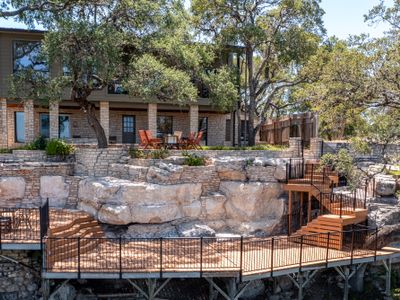 Panoramic views of Lake Austin high in the hills