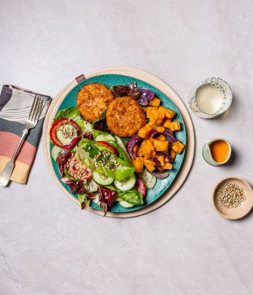 Photo of Golden Fishcakes & Red Hummus