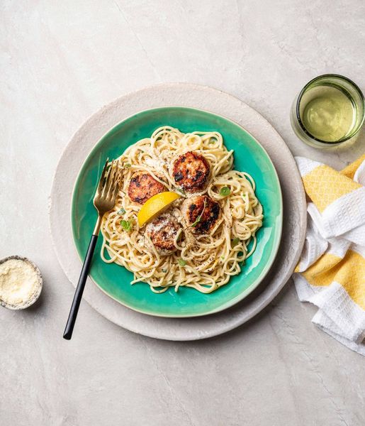 Photo of Chicken Meatballs & Creamy Lemon Pasta