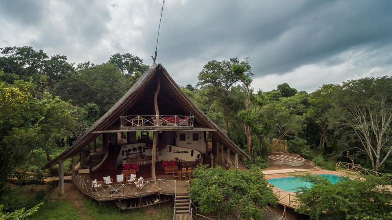 Tongole Wilderness Lodge - main Lodge - A drone photo of the main Lodge