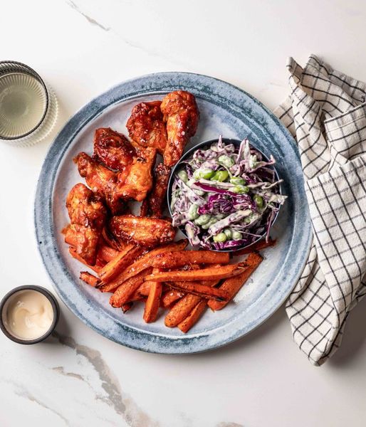 Photo of Sriracha Chicken Wings & Carrot Fries