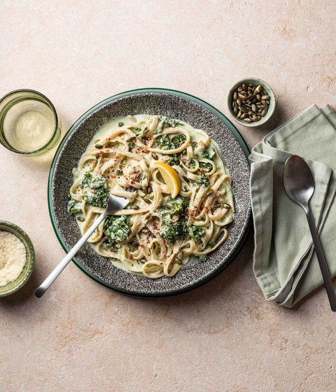 Photo of Lemony Green Pasta with Peas & Ricotta