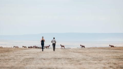 Mara Expedition Camp - Getting some exercise on the airstrip