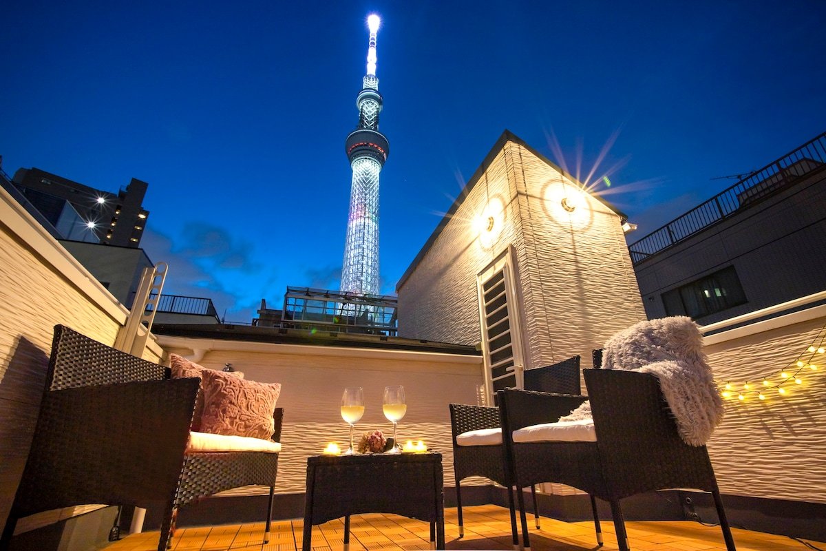 屋上からスカイツリー絶景/新築戸建/押上1分/Max12人/3LDK gallery image 2