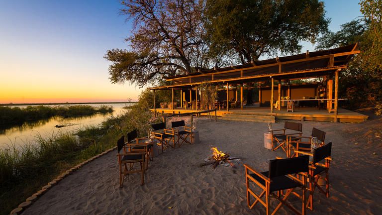 Wilderness Linyanti Tented Camp - The fire pit at dusk