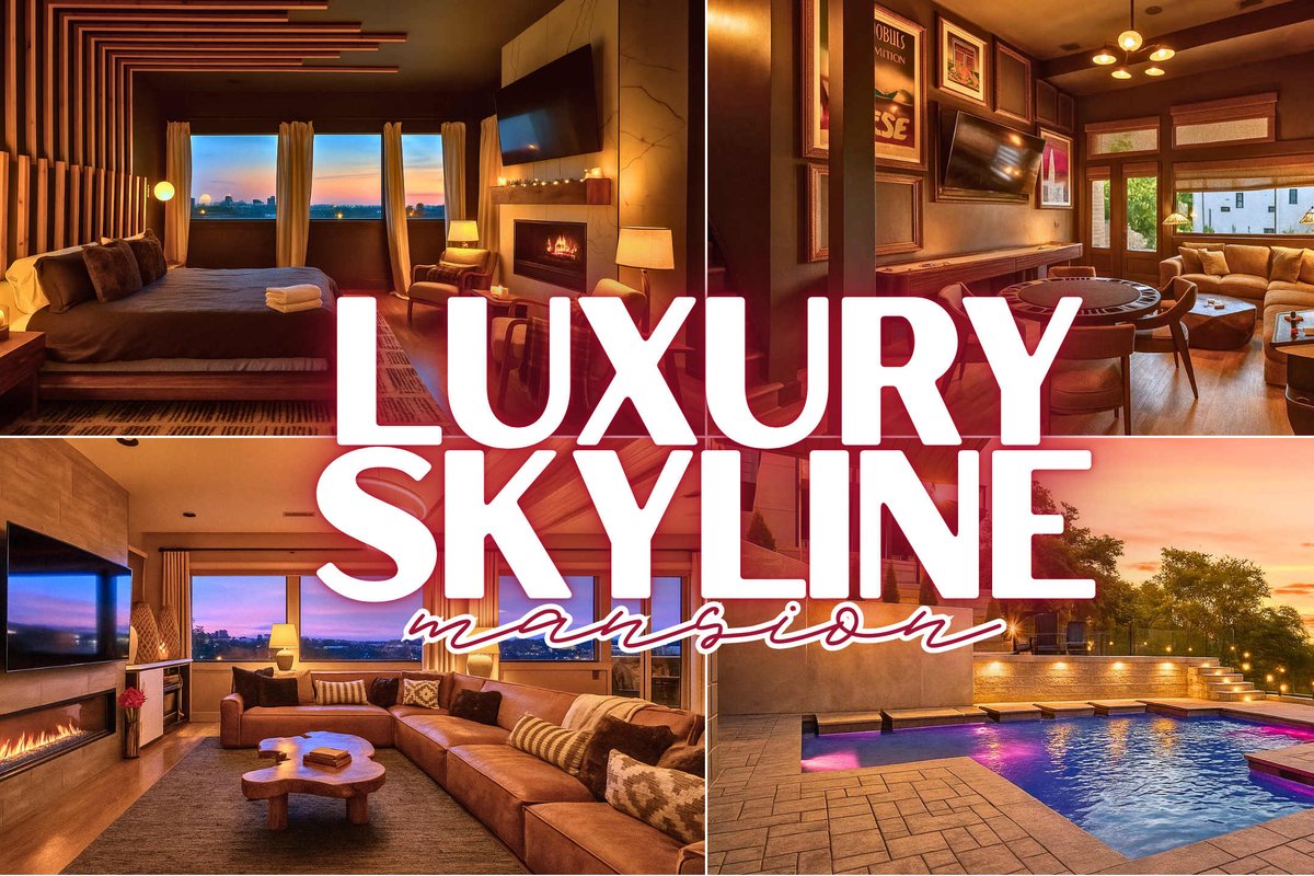 Luxury Skyline Mansion: Pool, Hot Tub & Game Room!