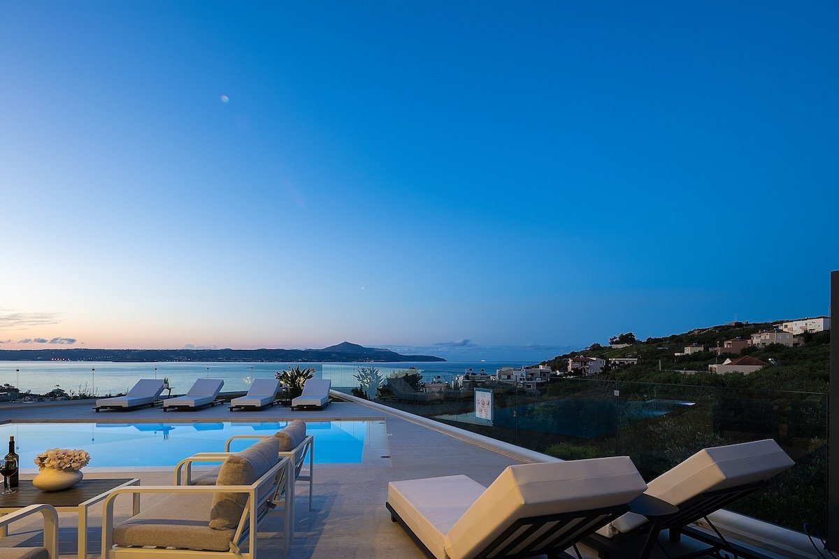 Kalyves Royal Villa | Free*heated pool,gym&seaview gallery image 2