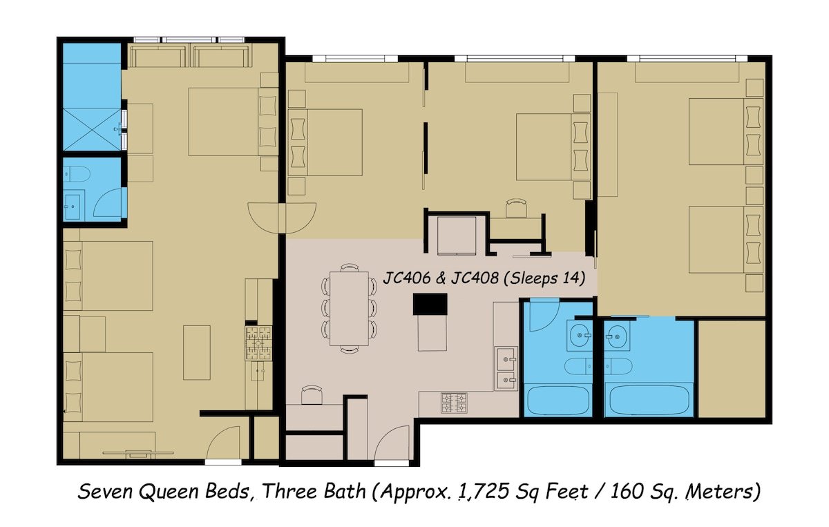 LVStripHouse JC408 + JC406 Modern 3BD/3BA Condo Sleeps 14 gallery image 5
