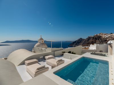 Villa Yard, Heated private pool, Caldera view