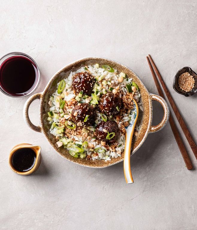 Photo of Asian Beef Meatballs & Coriander Rice