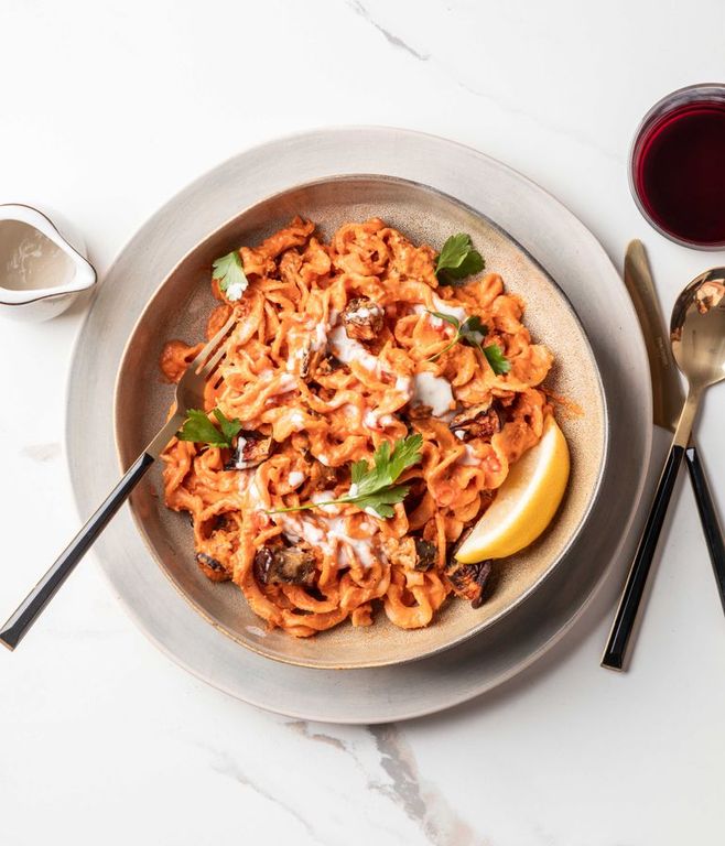 Photo of Vegetarian Aubergine Mafaldine Pasta