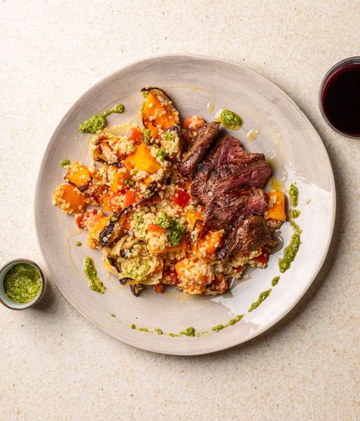 Photo of Ostrich Steak & Pesto Bulgur Bowl