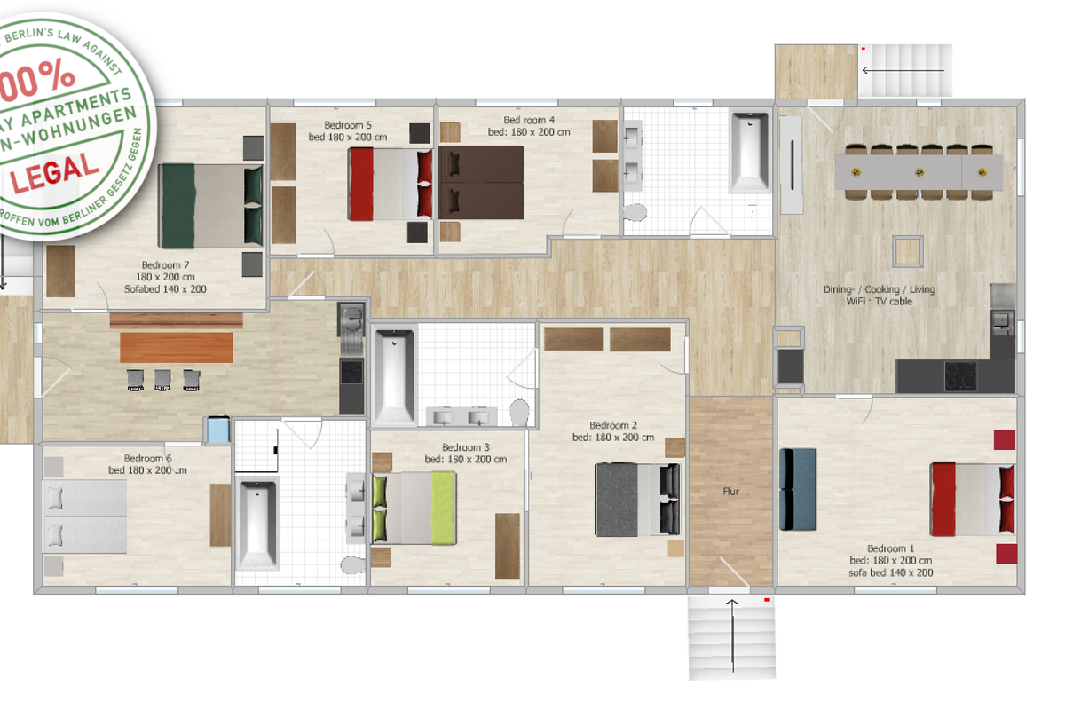 1 [RA] BIG house, max 36p, 14 bedr 8 bath, @subway