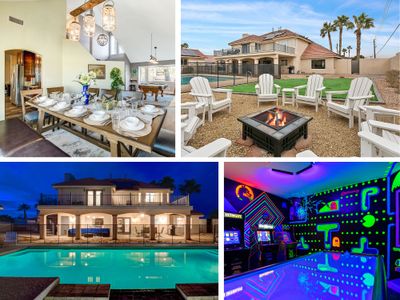 5BDRM Lux Estate- Heated Pool and Neon Arcade Room