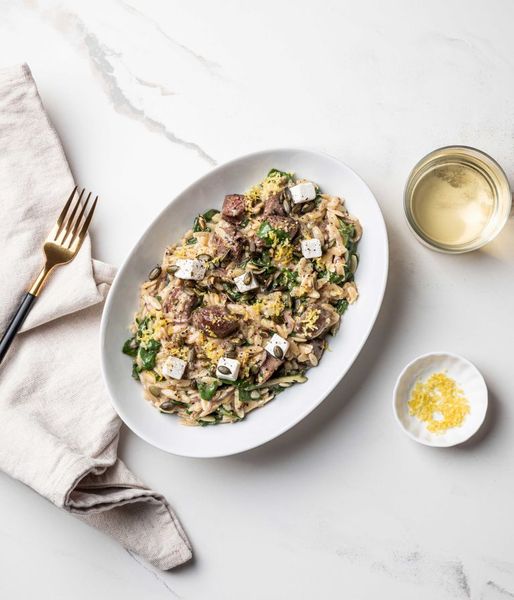 Photo of Venison with Spinach & Feta Orzo