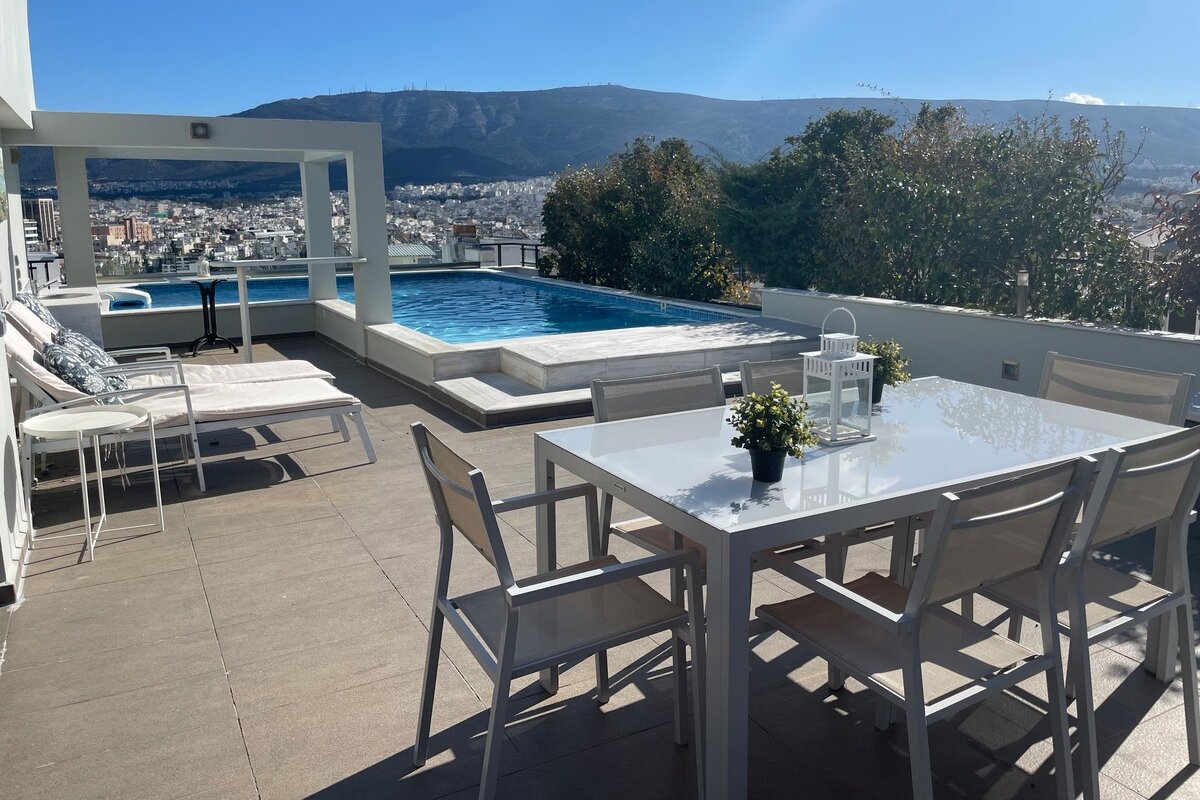 Athens Lycabettus Hill Penthouse, roof garden pool gallery image 4